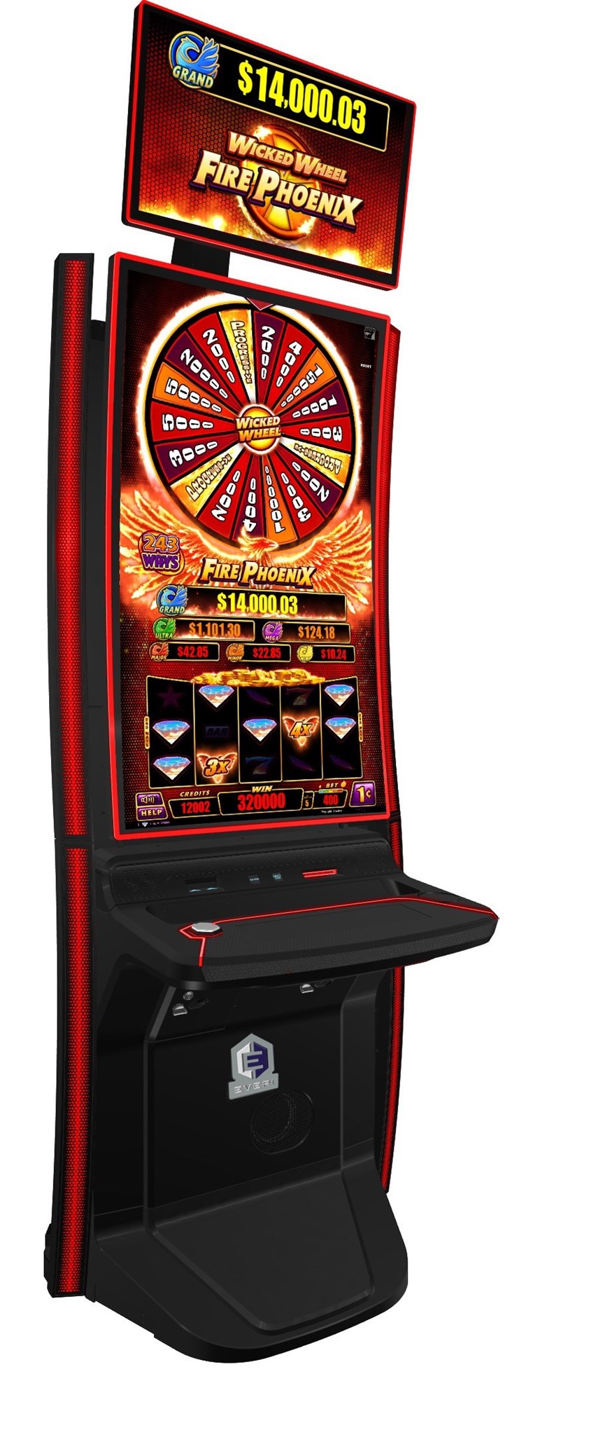 Wicked wheel fire Phoenix Slot Machine by Everi Games Inc.